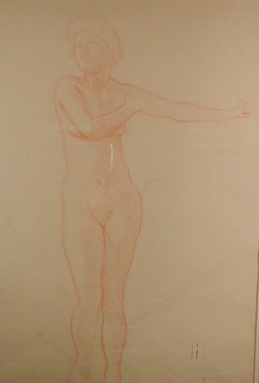 Appraisal: Robert Lenkiewicz - Nude woman red crayon on paper x