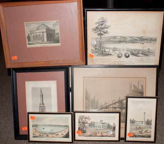 Appraisal: Baltimore Landmarks Fourteen assorted engravings or lithographs showing monuments parks