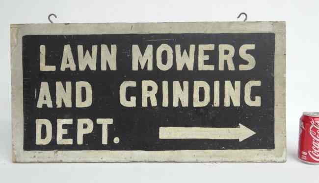 Appraisal: Early th c ''Lawn Mowers And Grinding Dept '' painted