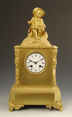 Appraisal: A French ormolu mantel clock striking movement by Japy Freres