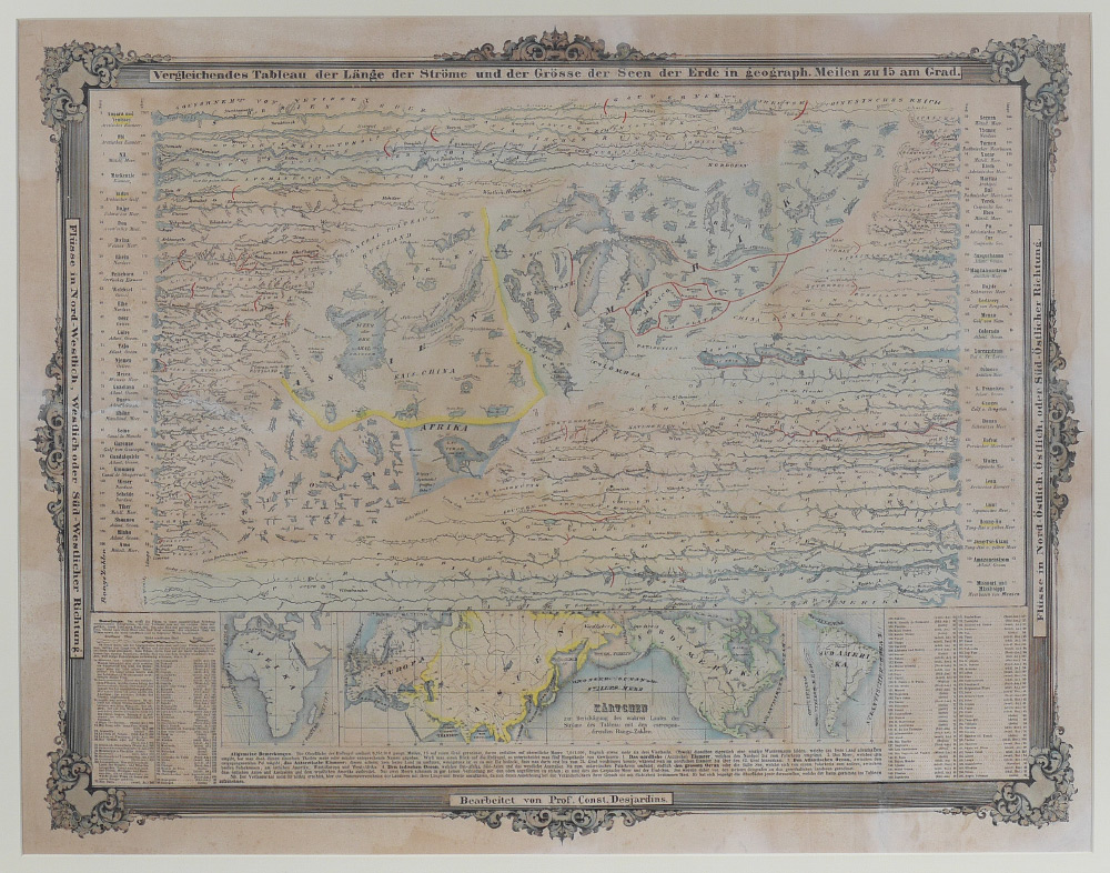 Appraisal: RARE VERGLEICHENDES TABLEAU DESJARDINS MAP Full title ''Vergleichendes Tableau der