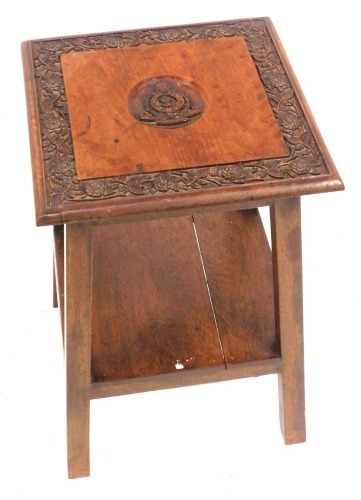 Appraisal: A unique small hall hardwood table with a carving of