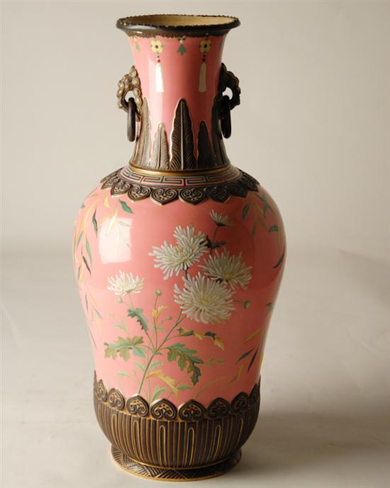 Appraisal: A th C Mintons Vase pink porcelain with florals ovoid