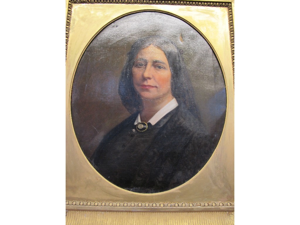 Appraisal: Oval mounted oil on canvas portrait of a lady