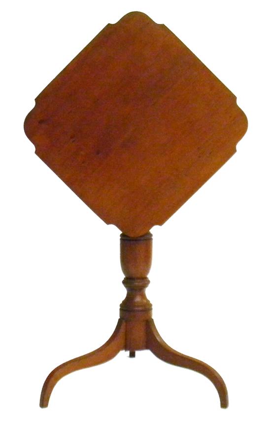 Appraisal: th C Connecticut candle stand cherry square top with in-cut