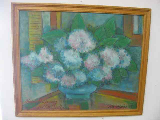 Appraisal: John Rosmini Watercolor Gouache floral still life on board image