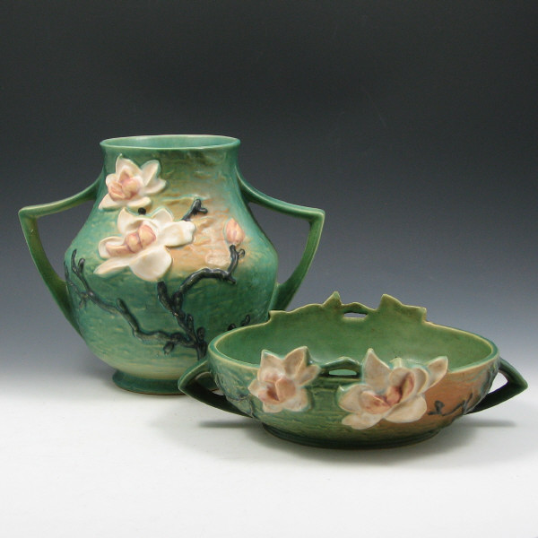 Appraisal: Roseville green Magnolia - vase glaze nick to branch and