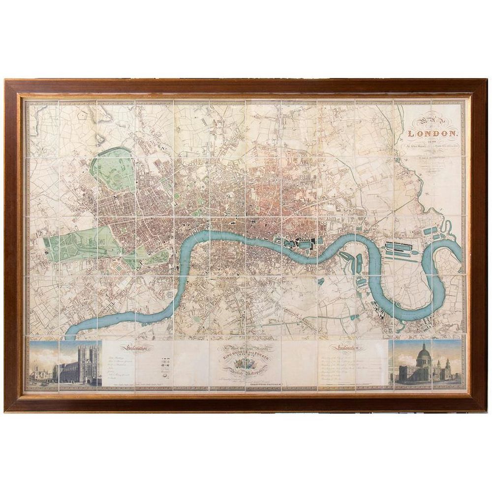 Appraisal: Framed Christopher Greenwood Map of London printed in six sheets