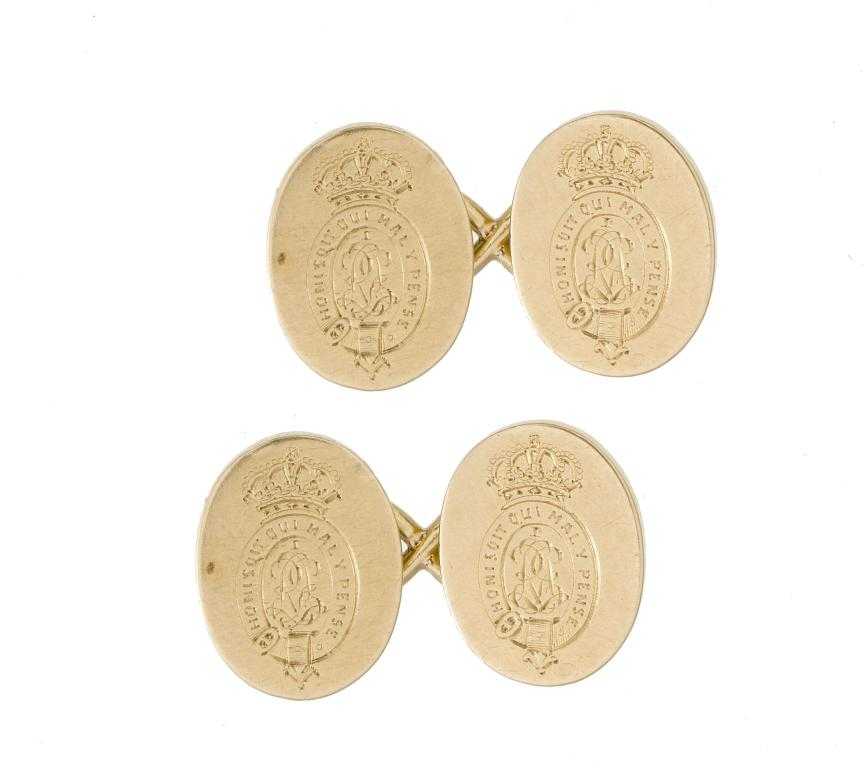 Appraisal: A PAIR OF VICTORIAN CT GOLD CUFFLINKS engraved with the