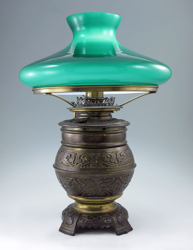 Appraisal: BRADLEY AND HUBBARD LAMP Embossed brass base marked The B