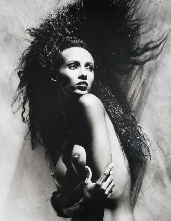 Appraisal: Silver print photograph of supermodel Iman by Hollywood celebrity photographer