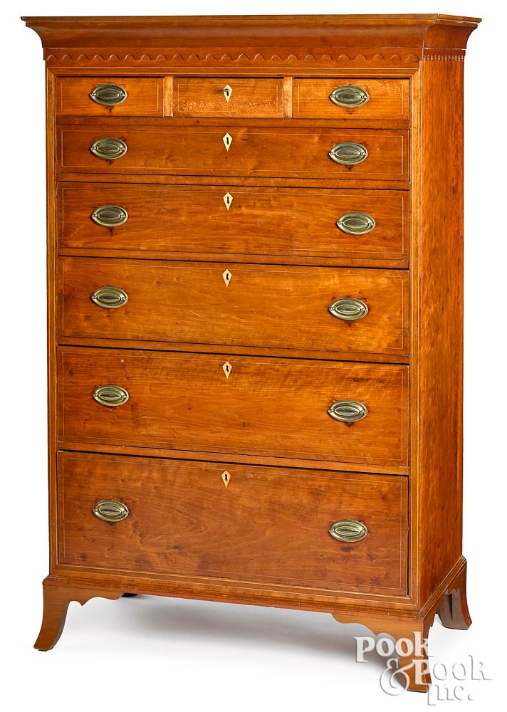 Appraisal: Pennsylvania Federal cherry tall chest ca Pennsylvania Federal cherry tall