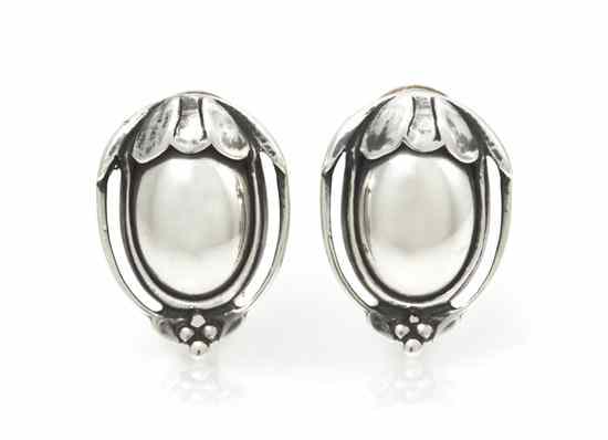 Appraisal: A Pair of Sterling Silver Heritage Earclips Georg Jensen Circa