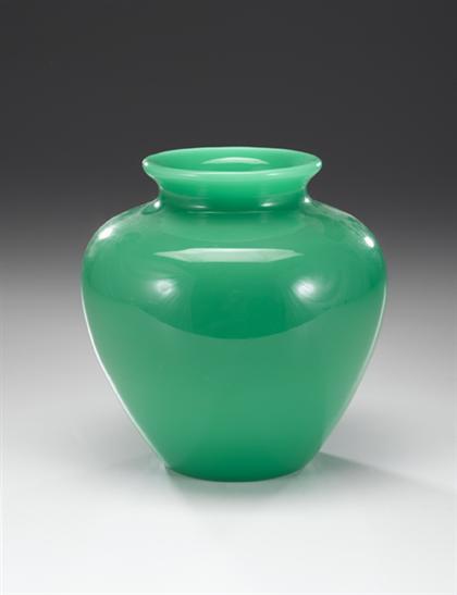 Appraisal: Fine Chinese 'apple green' glass vase th century Thickly blown