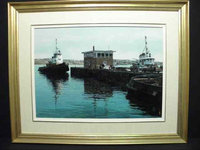 Appraisal: Alan Wylie oil on masonite board harbor scene painting Titled