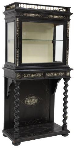 Appraisal: Italian Renaissance Revival display cabinet Milan th c ebonized case