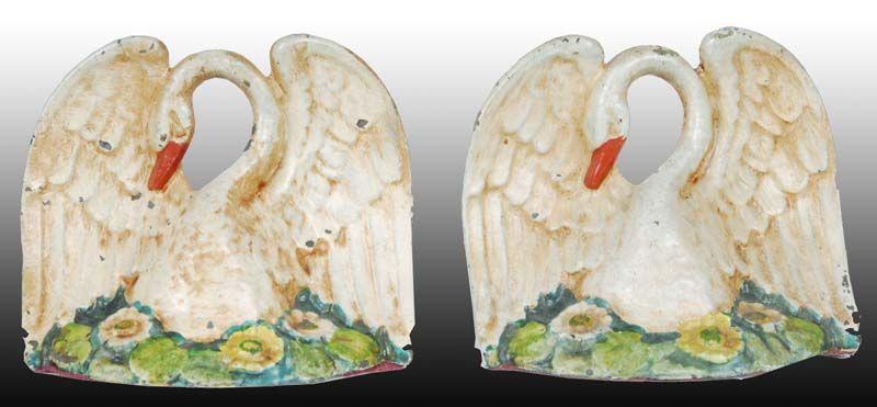 Appraisal: Swan Cast Iron Bookends Description - '' x - ''