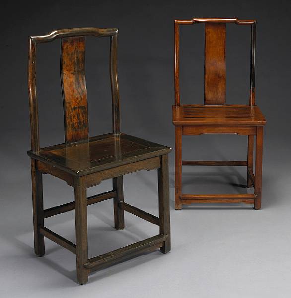 Appraisal: Two softwood side chairs Republic Period Each of continuous hump