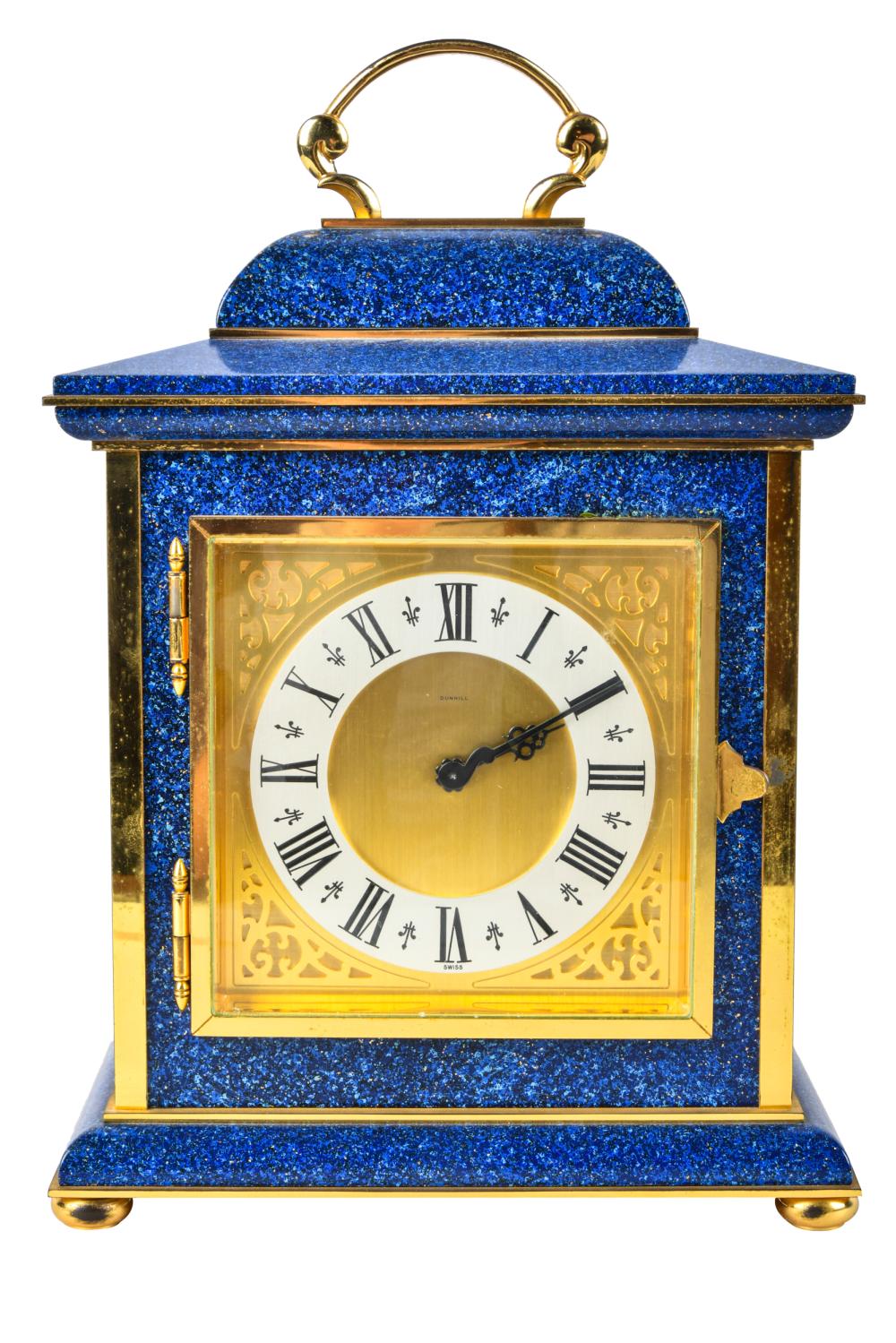 Appraisal: DUNHILL LAPIS LAZULI STYLE MANTEL CLOCKthe dial signed Dunhill Condition