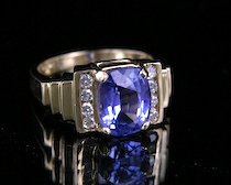 Appraisal: Ladies' Tanzanite Diamond Ring A k yellow gold ring with