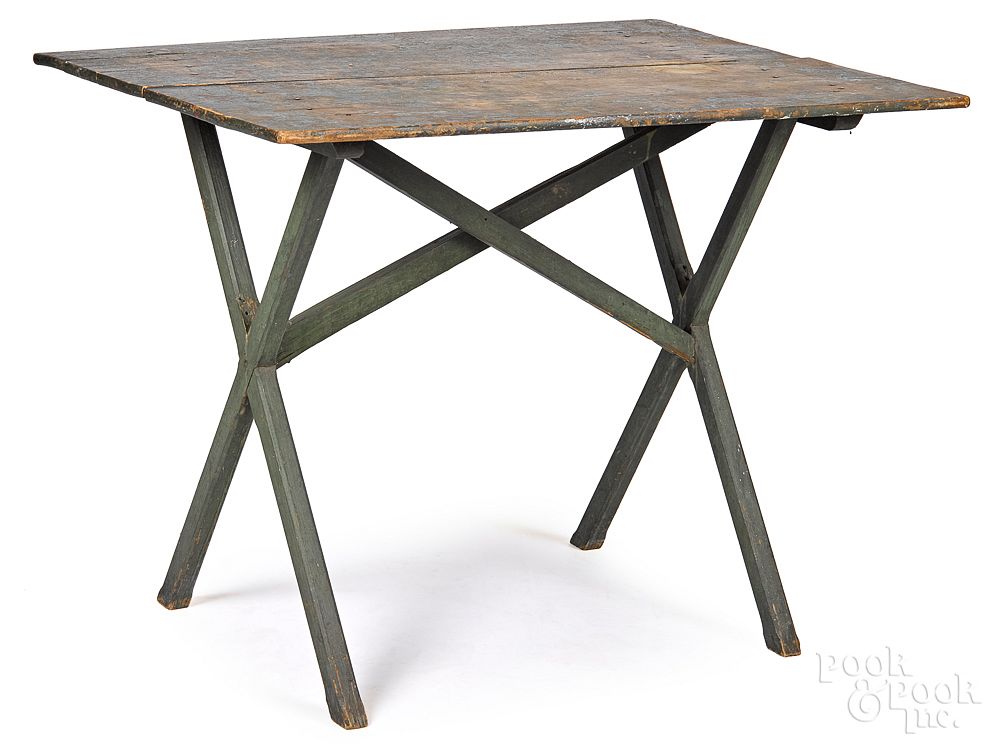 Appraisal: Painted sawbuck table late th c Painted sawbuck table late