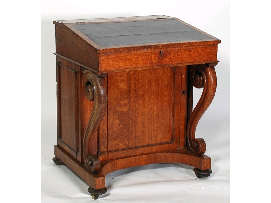 Appraisal: VICTORIAN OAK DAVENPORT DESIGN the design top with inset writing