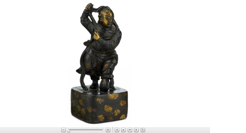 Appraisal: Rare Chinese parcel-gilt and gold-splashed bronze figural sealming dynasty