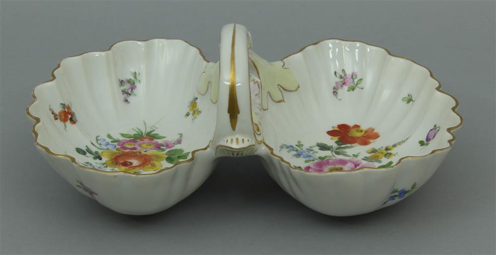 Appraisal: DRESDEN DOUBLE CANDY DISH WITH HANDLE