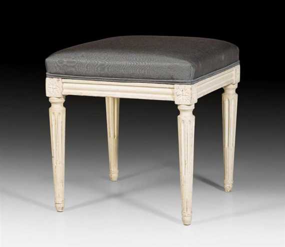 Appraisal: PAINTED STOOL Louis XVI Paris circa Fluted and carved beech