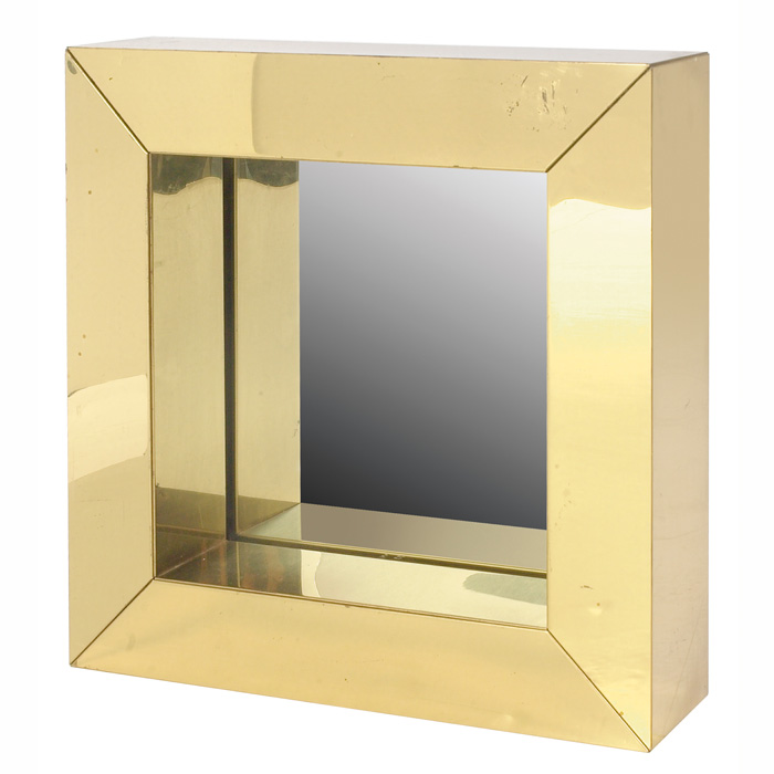 Appraisal: Curtis Jer raquo mirror square frame in brass with recessed