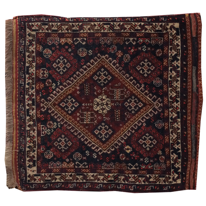 Appraisal: Caucasian mat c stylized floraldesign on a red field minor