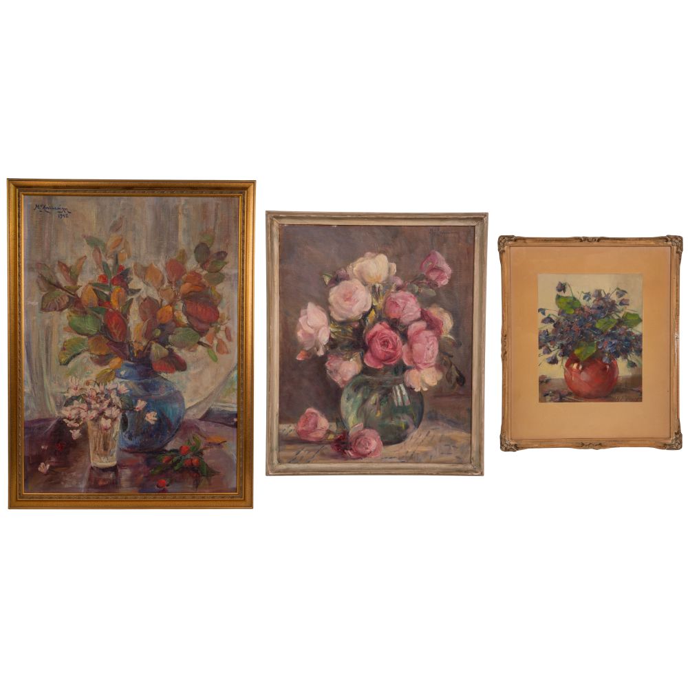 Appraisal: MULTIPLE ARTISTS CONTINENTAL SCHOOL TH CENTURY FLORAL STILL LIFE PAINTING