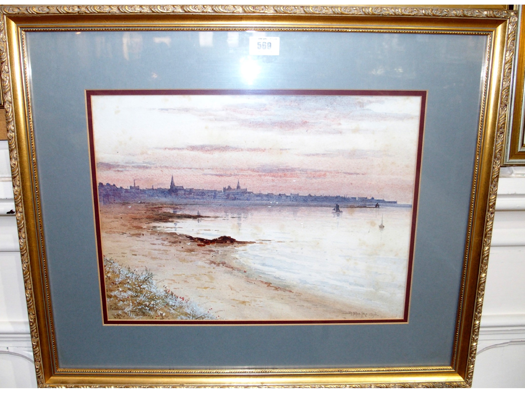 Appraisal: S POPE Jnr Sunset coastal view signed and dated watercolour