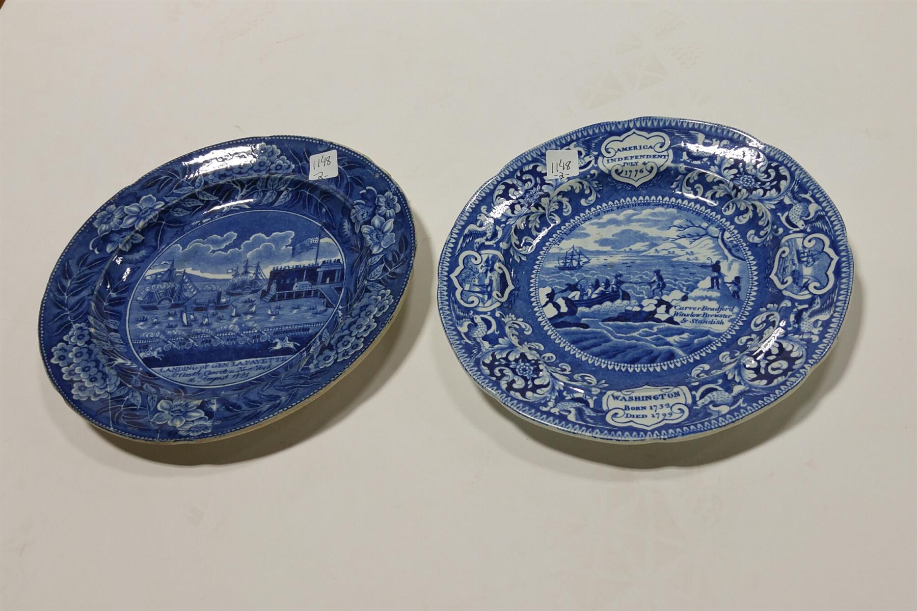 Appraisal: TWO BLUE AMERICAN-SCENE STAFFORDSHIRE PLATES England nd quarter- th century