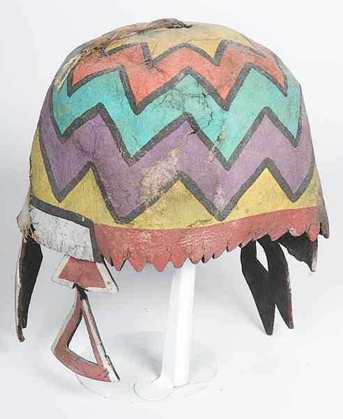 Appraisal: Hopi Felt Hat cap painted with zigzags in colors of