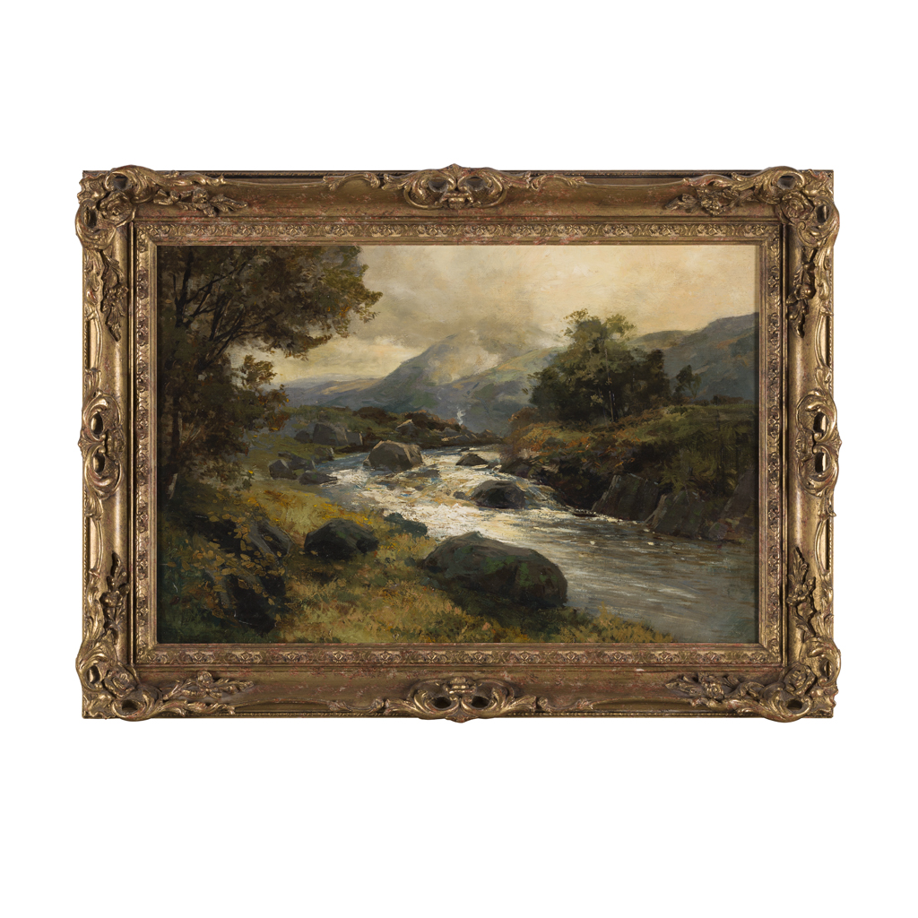 Appraisal: JAMES DOCHARTY SCOTTISH - THE RIVER DOCHART oil on canvas