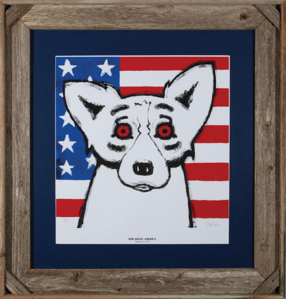 Appraisal: George Rodrigue American Louisiana - God Bless America silkscreen pencil-signed