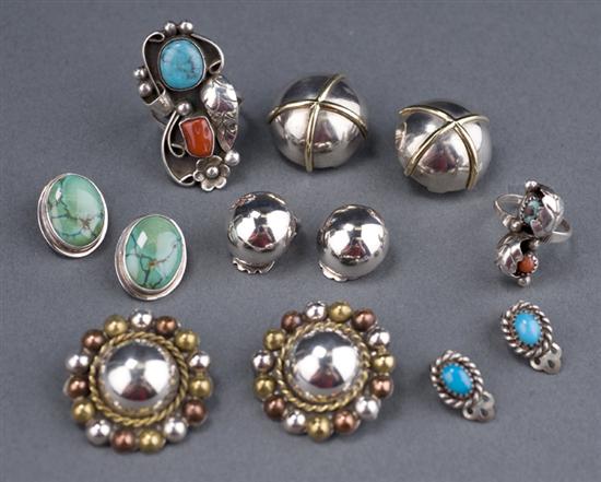 Appraisal: Two sterling rings and five pairs of sterling earings Rings