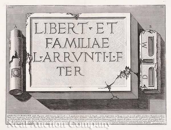 Appraisal: Giovanni Battista Piranesi Italian - Libert et Familiae L'Arrunti Tom