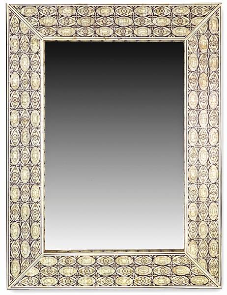 Appraisal: The rectangular beveled plate within a canted box frame inlaid