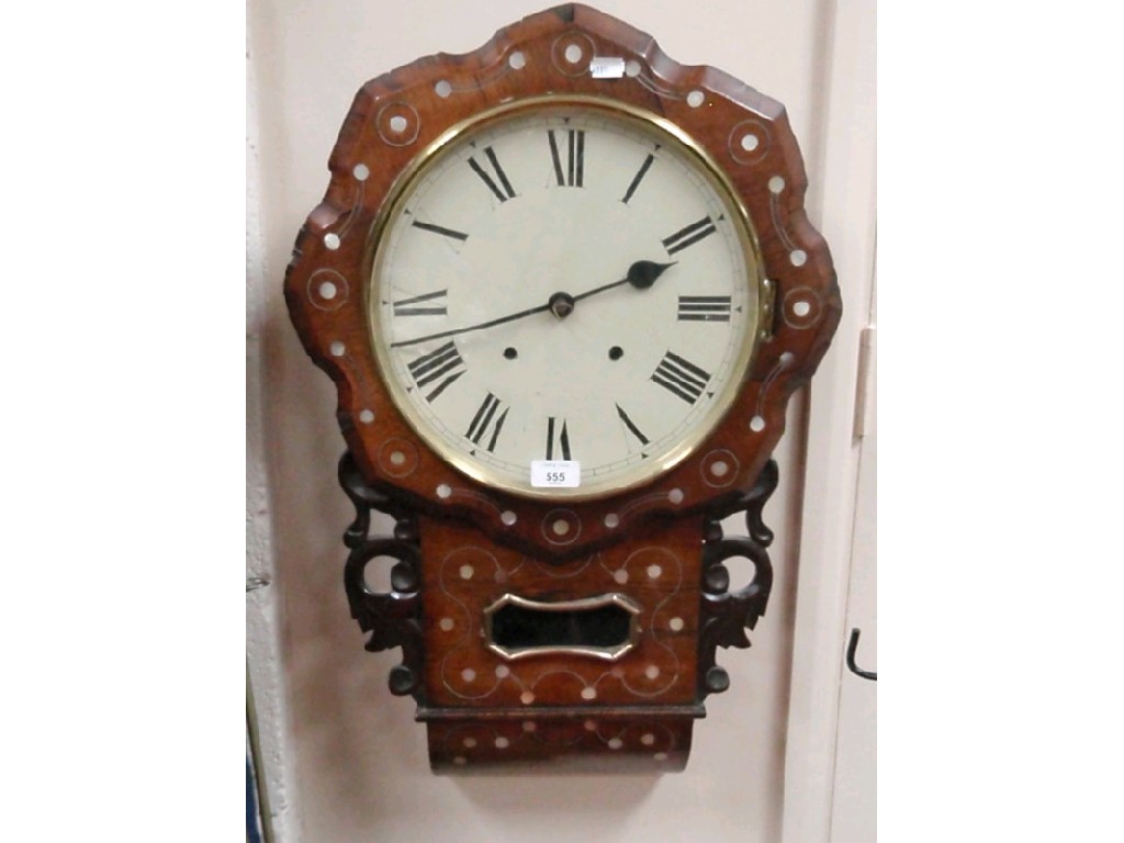 Appraisal: A Victorian mother of pearl inlaid rosewood drop dial wall