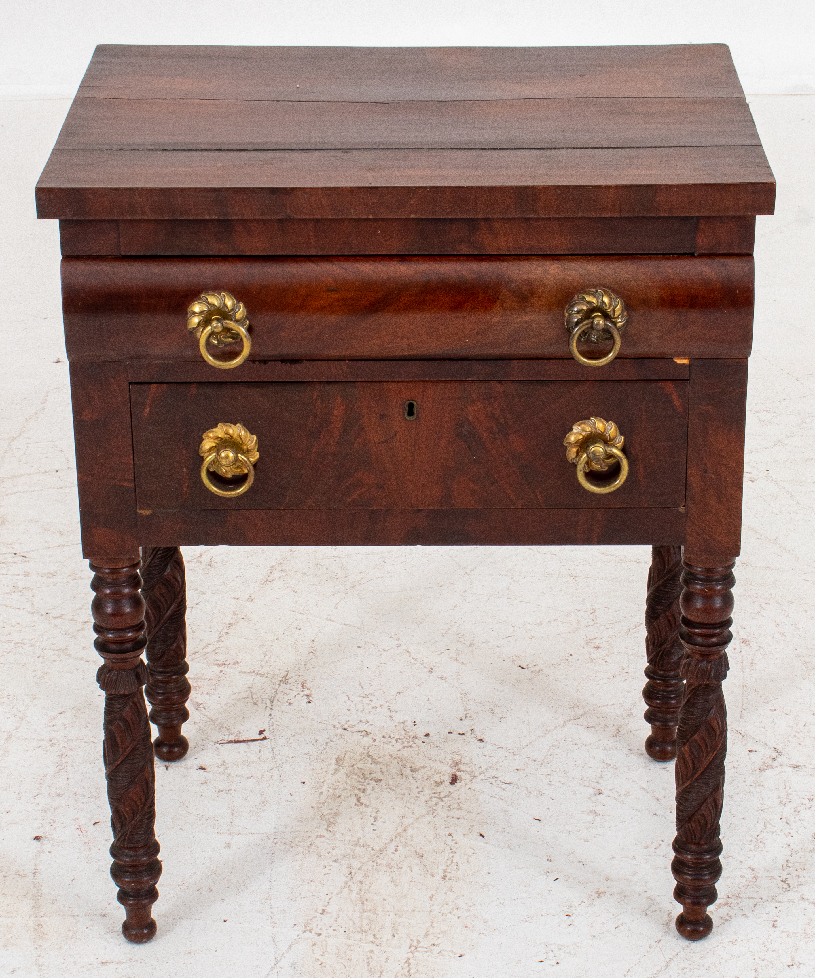 Appraisal: AMERICAN EMPIRE TWO DRAWER SIDE TABLE American Empire hardwood side