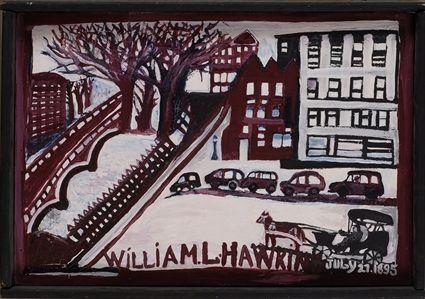 Appraisal: WILLIAM L HAWKINS - STREET SCENE IN WINTER Oil on