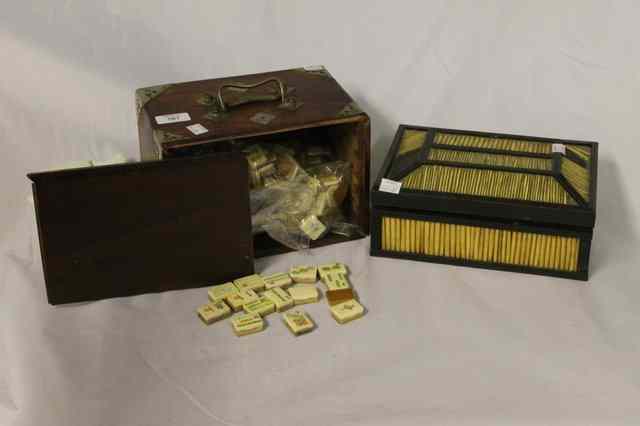 Appraisal: A CHINESE MAHJONG SET and a Ceylonese ebony and porcupine