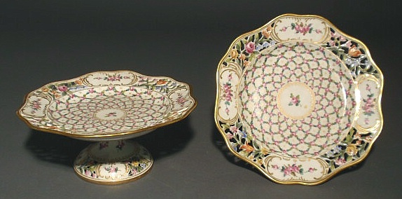 Appraisal: Pair of Dresden porcelain compotes h x dia