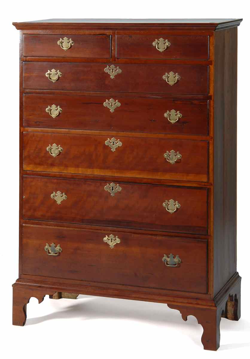 Appraisal: ANTIQUE CHIPPENDALE SEVEN-DRAWER TALL CHEST th CenturyIn cherry with molded