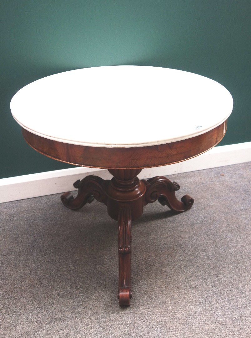 Appraisal: A th century French gueridon the circular white marble top