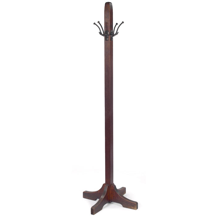 Appraisal: Gustav Stickley coat rack similar to single post with original