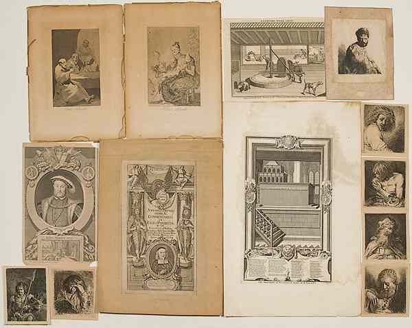 Appraisal: Continental Etchings Continental an assembled group of thirteen etchings including