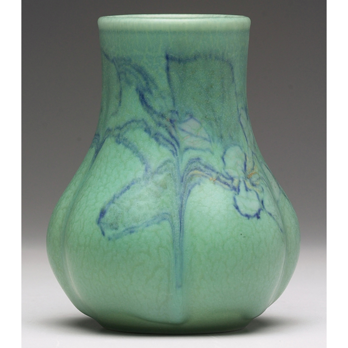 Appraisal: Rookwood vase green matt glaze with a colorful floral design